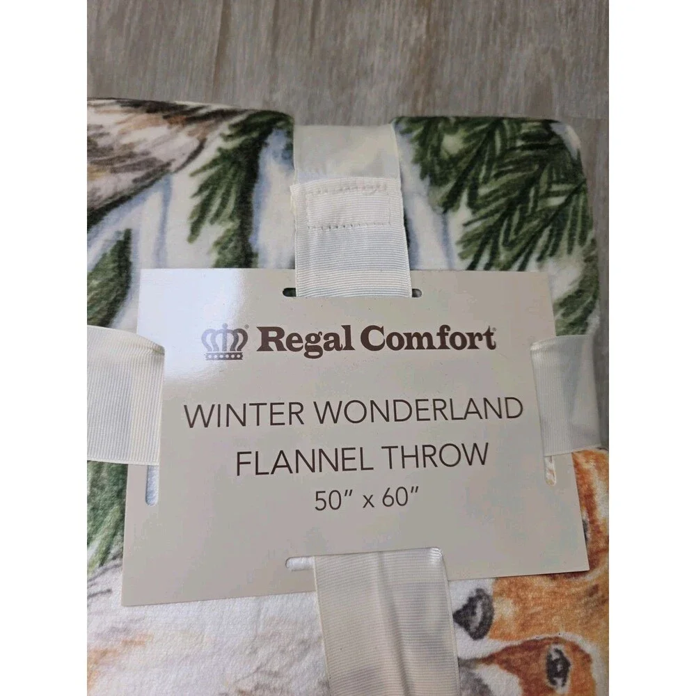 NWT Regal Comfort Winter Wonderland Woodland Throw Blanket 50x60 Deer Fox